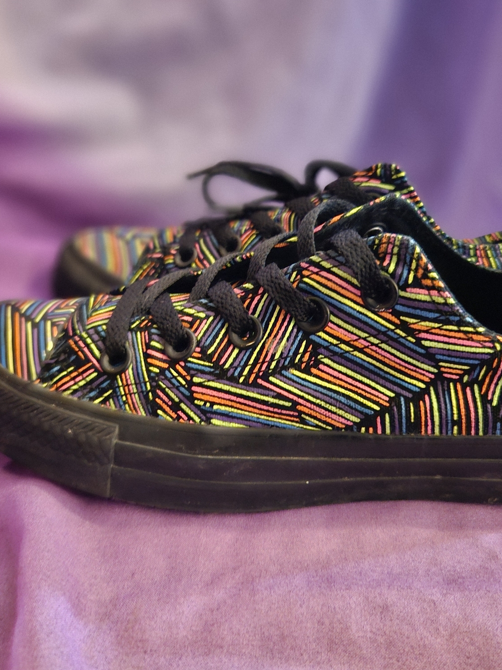 Converse Kids Rainbow Stripe Canvas Sneakers - Black